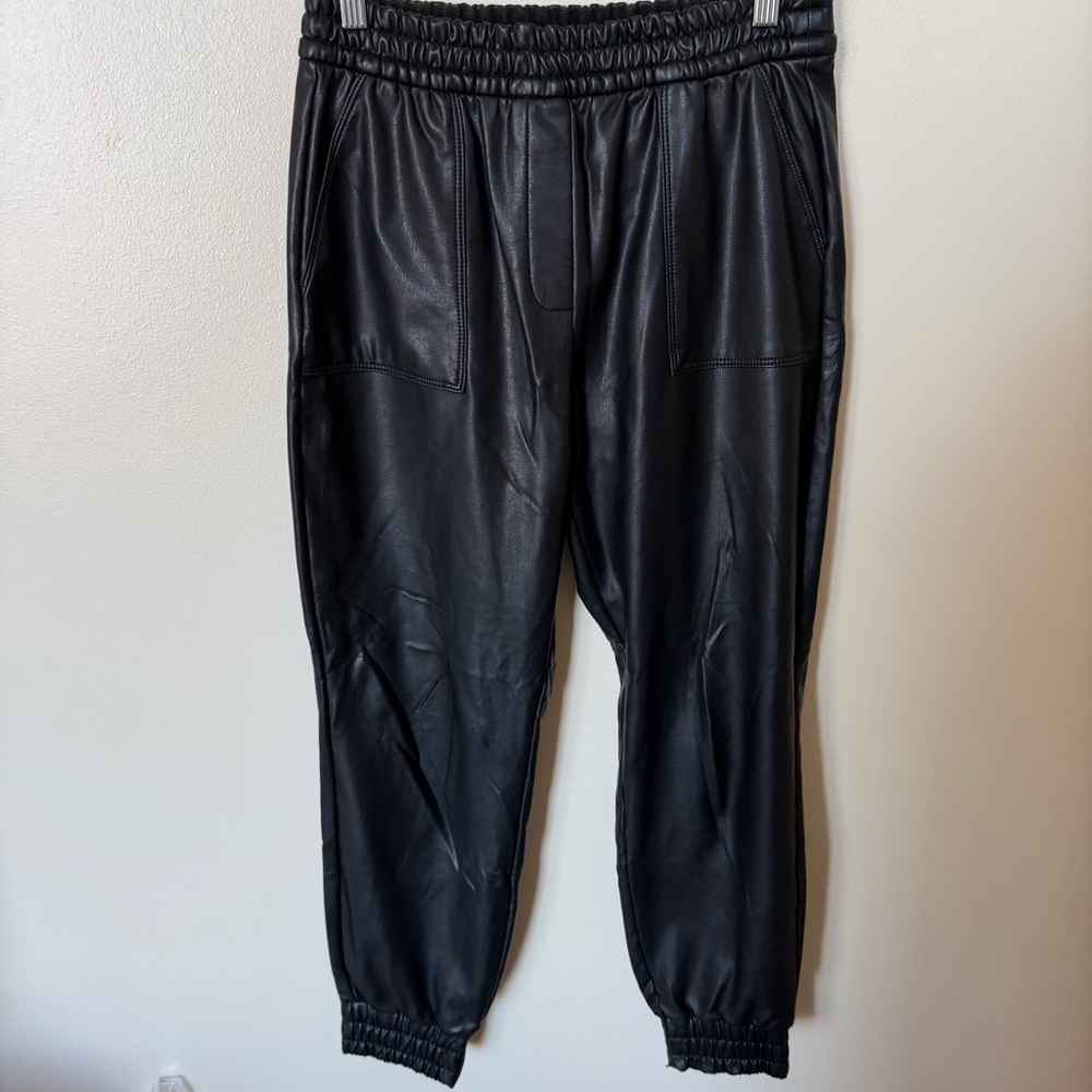 EXPRESS Black Faux Vegan Leather Joggers